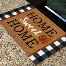 Kate Aurora Fall Autumn Plaid Home Sweet Home Pumpkin Bristled Outdoor All Season Welcome Mat - 18"x30"