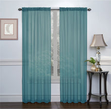 Kate Aurora 2 Piece Winter Blue Rod Pocket Sheer Voile Window Curtain Panels - 84 in. Long