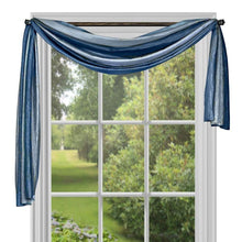 GoodGram Royal Ombre Crushed Semi Sheer Complete 3 Piece Window Curtains & Scarf Set - 42 in. W x 84 in. L, Blue