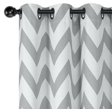 GoodGram 2 Pack: Hotel Thermal Grommet 100% Blackout Curtains - 52 in. W x 63 in. L, Chevron Gray
