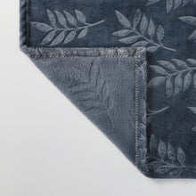 Kate Aurora Ultra Soft & Plush Hypoallergenic Pascal Leaf Accent Fleece Throw Blanket - 50" x 60" - Navy