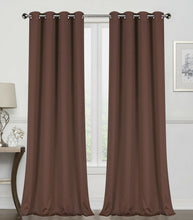 GoodGram 2 Pack: Hotel Thermal Grommet 100% Blackout Curtains - 52 in. W x 84 in. L, Monterey Brown