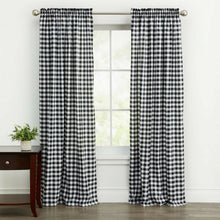 GoodGram Buffalo Check Gingham Custom Window Curtain Treatments - Single Curtain Panel 42 in. W x 84 in. L, Black