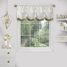 Kate Aurora Country Farmhouse Living Solid Colored Button Tuck Window Valance - 56in W x 14in L, Linen