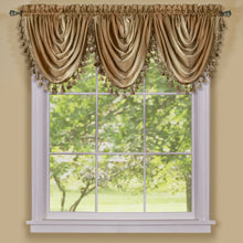 GoodGram Royal Ombre Curshed Semi Sheer 3 Pack Tassled Window Valances - 46 in. W x 42 in. L, Sandstone