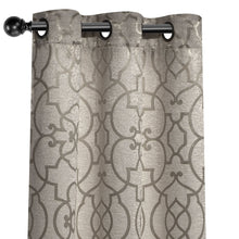 Kate Aurora 2 Piece Geo Sheen Palladian Grommet Top 88% Blackout Curtain Panels - 84 in. Long - Linen