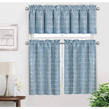 Kate Aurora 3 Piece Claire Embroidered Cafe Rod Pocket Kitchen Curtain Tier & Valance Set