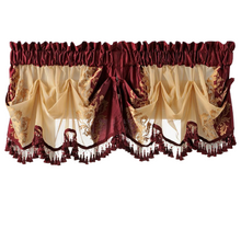 Kate Aurora Danbury Custom Austrian Embroidered Rod Pocket Window Valance Treatment  - 54 in. W x 20 in. L, Cranberry