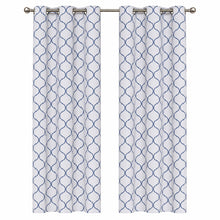 Kate Aurora Dorm Essentials Navy Trellis Grommet Top Window Curtain Panel Pair - 84 in. Long