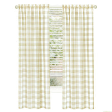 Kate Aurora Modern Farmhouse 2 Piece Large Buffalo Plaid Check Rod Pocket Curtains - 63 in - Linen/Taupe