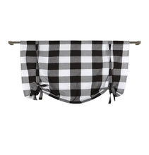 Kate Aurora Country Farmhouse Large Buffalo Plaid Tie Up Window Curtain With Ties - Black