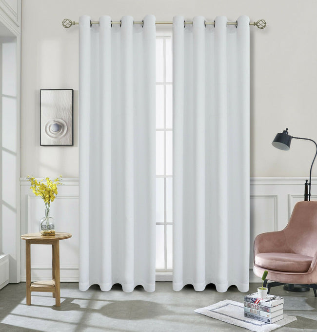Kate Aurora Hotel Chic 2 Piece Room Darkening Grommet Top Window Curtain Panels - 52 in. W x 84 in. L, White