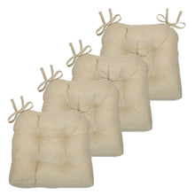 Kate Aurora Country Living Plush Solid Colored Country Farmhouse Reversible Chair Cushions/Pads With Tear Proof Ties - Linen 