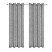 Kate Aurora 2 Piece Clarabelle Embroidered Lattice Matte Sheer Grommet Top Curtain Panels - 84 In. Long - Gray