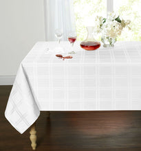 Kate Aurora Plaid & Tartan Stain Resistant & Spill-Proof Fabric Tablecloth - 6-8 Chairs, White