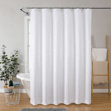 Kate Aurora Elegant "Raindrop" Silver Metallic Foil White Jacquard Fabric Shower Curtain - Standard Size