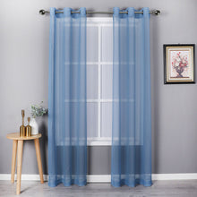 Kate Aurora Basic Home Custom Sheer Voile Grommet Top Window Curtains - 38 in. W x 84 in. L, Blue/Gray