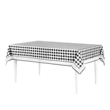 Kate Aurora Country Farmhouse Plaid Buffalo Check Stain & Spill Proof Fabric Tablecloths - 60in. X 104in. (8-10 Chairs), Blac