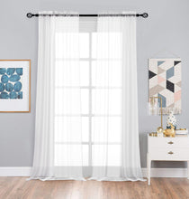 Kate Aurora Basic 2 Pack Sheer Voile Home Window Curtains - 52 in. W x 84 in. L, White