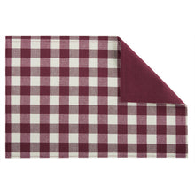 Kate Aurora 4 Pack Gingham Plaid Checkered Reversible Country Farmhouse PlaceMat - 18 in. W x 18 in. L, Burgundy