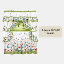 GoodGram Butterflies Prairie Complete 5 Piece Cottage Kitchen Curtain Set - 58 in. W x 24 in. L