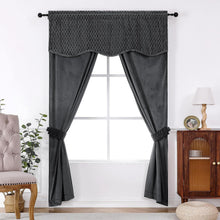 Kate Aurora Christmas Essentials Light Filtering Complete Attached Velvet Window Curtains & Valance Set - Gray