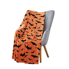 Kate Aurora Halloween Spooky Bats Pumpkin Orange & Black Ultra Soft & Plush Oversized Accent Throw Blanket - 50 in. W x 70 in