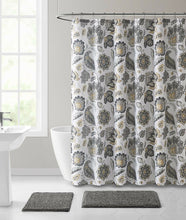 Kate Aurora Shabby Chic Yellow & Gray Floral Paisley Mold & Mildew Resistant Fabric Shower Curtain - Standard Size
