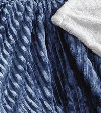 Kate Aurora Ultra Soft & Plush Cozy Corduroy Faux Shearling Accent Throw Blanket - 50 in x 60 in - Navy