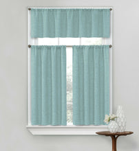 Kate Aurora Complete Textured 3 Piece Café Kitchen Curtain Tier & Valance Set - 56 in. W x 15 in. L, Turquoise