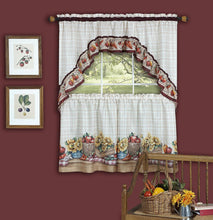 Kate Aurora Country Farmers Market Complete 3 Piece Kitchen Curtain Tier & Swag Valance Set - 24 in. Long