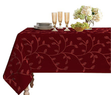 Kate Aurora Living Madison Floral Embroidered Fabric Tablecloth - 54 in. x 102 in. (8-10 Chair), Burgundy Spice