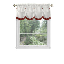 Kate Aurora Country Farmhouse Living Solid Colored Button Tuck Window Valance - 56in W x 14in L, Red