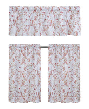 Kate Aurora Complete 3 Piece Rod Pocket Cherry Blossom Cafe Kitchen Curtain Tier & Valance Set - Rose