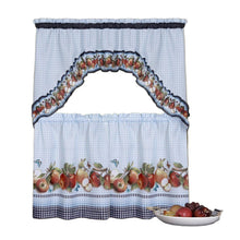 Kate Aurora Apple Medley 3 Piece Rod Pocket Cafe Cottage Semi Sheer Kitchen Curtain Tier And Valance Set - 24 in. Long