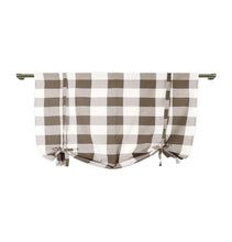 Kate Aurora Country Farmhouse Large Buffalo Plaid Tie Up Window Curtain With Ties - Mocha