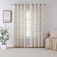 Kate Aurora 1 Piece Vanessa Floral Embroidered Linen Blend Semi Sheer Grommet Window Curtain Panel - 84 in. Long - Rose