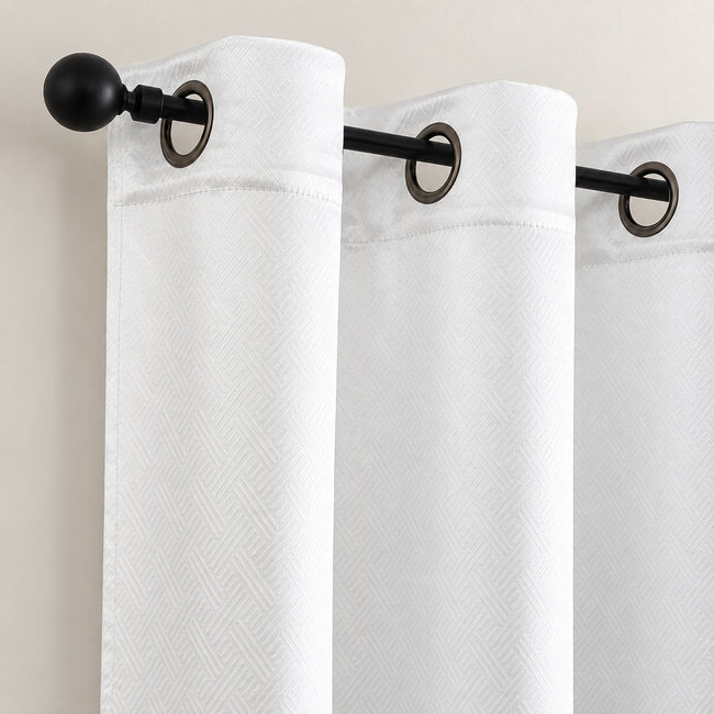 Kate Aurora Ashby 2 Piece Light Filtering Grommet Top White Window Curtain Panels - 84 in. Long