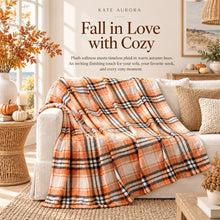 Kate Aurora Autumn Pumpkin Spice Plaid throw blanket alternate view