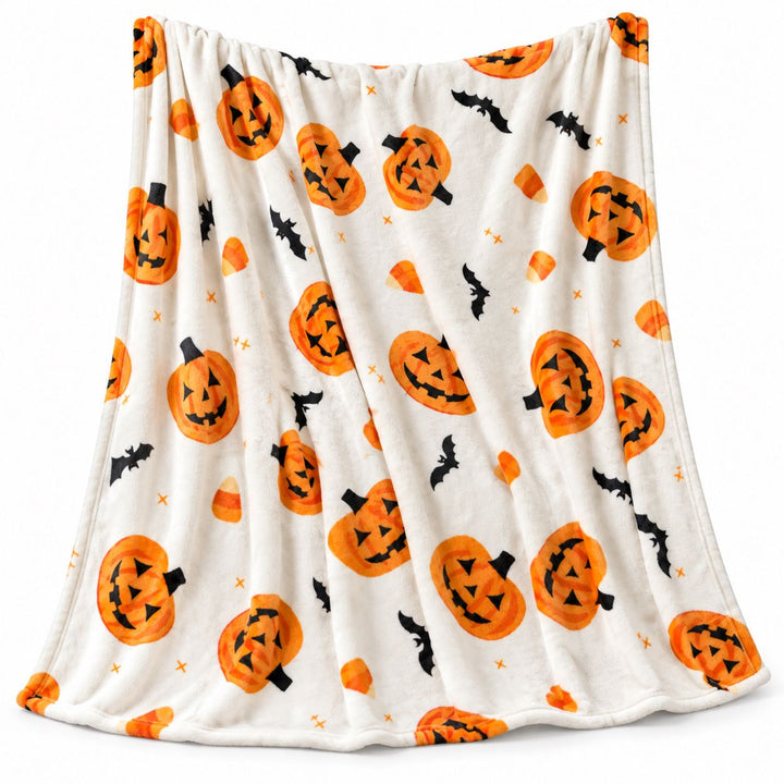 Kate Aurora Oversized Halloween Friendly Jacks and Bats Accent Throw Blanket - 50 x 70
