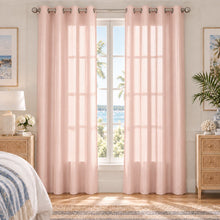 Kate Aurora Rose Pink faux silk grommet sheer curtain panels