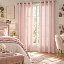 Kate Aurora Rose Pink faux silk sheer curtains alternate view