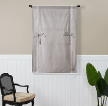 Kate Aurora Brown/Stone striped curtain fully lowered