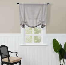 Kate Aurora Brown/Stone striped curtain tied up