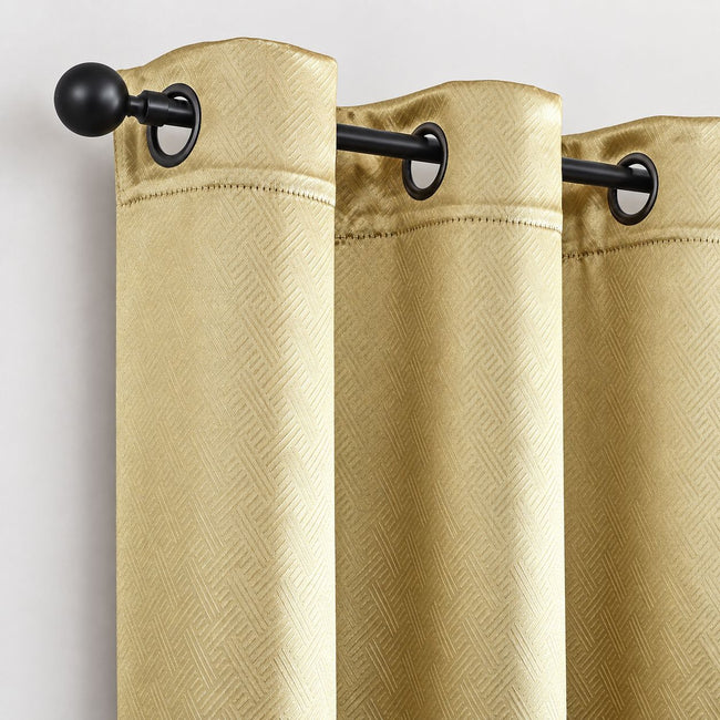 Kate Aurora Ashby 2 Piece Light Filtering Grommet Top Royal Gold Window Curtain Panels - 84 in. Long