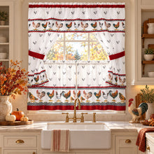 Kate Aurora Country Roosters kitchen curtain set