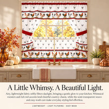 Kate Aurora Country Roosters kitchen curtain set detail