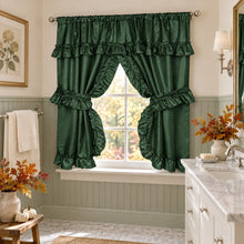 Kate Aurora Hunter Green bathroom curtain set detail