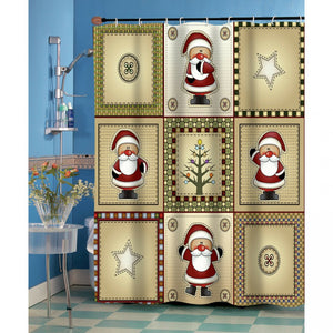 GoodGram Americana Country Christmas Santa Fabric Shower Curtain