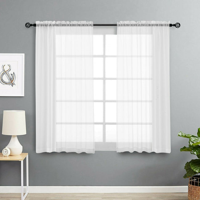 Kate Aurora Living 2 Pack Basic Home Rod Pocket Sheer Voile Window Curtains